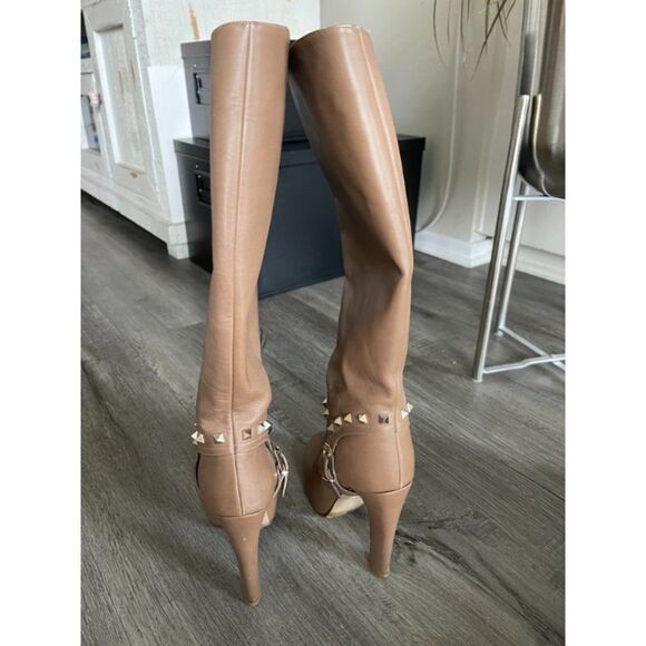 VALENTINO Tan Rockstud Accents Leather Boots Size 36EUR - Picture 9 of 16